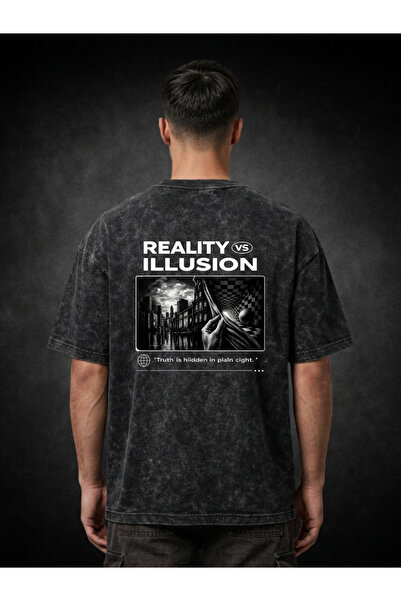 FREAK T-SHIRT Μαύρο Oversize Unisex T-Shirt με στάμπα, Vintage, που πλένεται