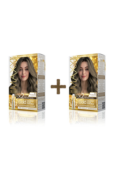 MAXX DELUXE 2'li Golden Beauty Set Saç Boyası 8.1 Küllü Açık Kumral