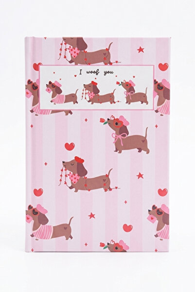 Ecrou Σημειωματάριο με σκληρό εξώφυλλο σε ροζ χρώμα με σχέδιο Dachshund