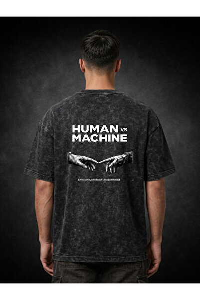 FREAK T-SHIRT Μαύρο Oversize Unisex T-Shirt με στάμπα, Vintage, που πλένεται