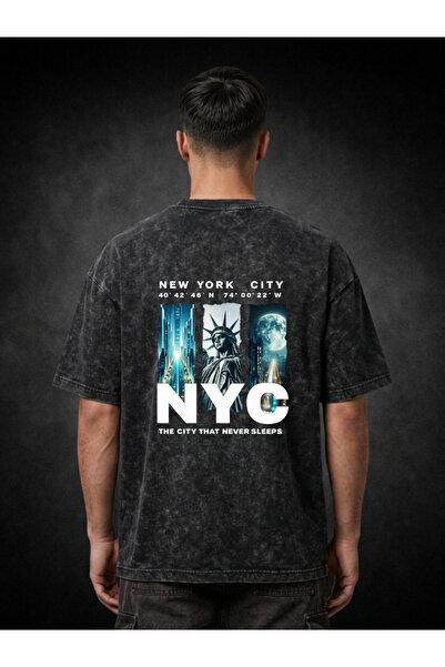 FREAK T-SHIRT Μαύρο Oversize Unisex T-Shirt με στάμπα, Vintage, που πλένεται