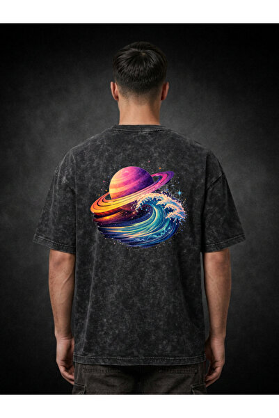 FREAK T-SHIRT Μαύρο Oversize Unisex T-Shirt με στάμπα, Vintage, που πλένεται