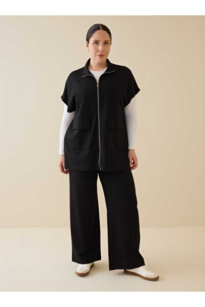 ALİA Κοντομάνικο γιλέκο με φερμουάρ και λεπτομέρειες, Σετ Μεγάλου Μεγέθους - ...