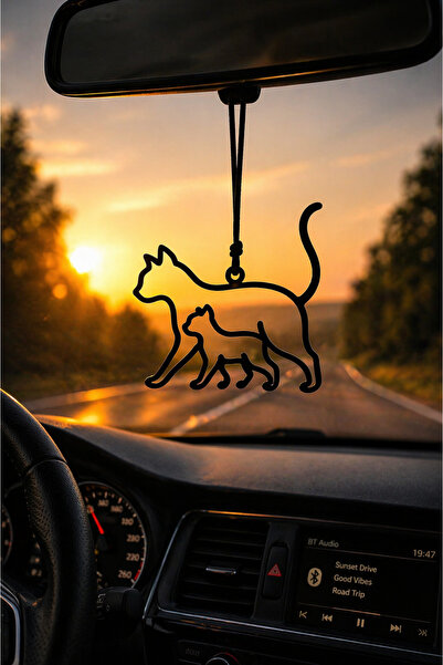 VENON Μέταλλο ✨   ΓΑΤΑ ΜΕ ΓΑΤΑΚΙΑ ΣΕ ΓΡΑΜΜΙΚΟ ΣΧΕΔΙΟ ✨ Διακοσμητικό καθρέφτη ...