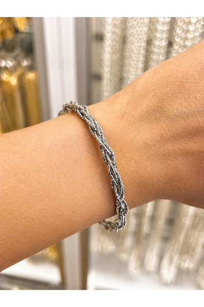 Yantra Silver 925 Ayar Gümüş Kalın Örgü İtalyan Bileklik