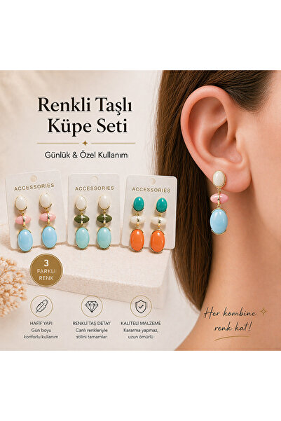 ADELYA CONCEPT Aurora Series Three Stone Premium Gold Plated Stylish Earrings