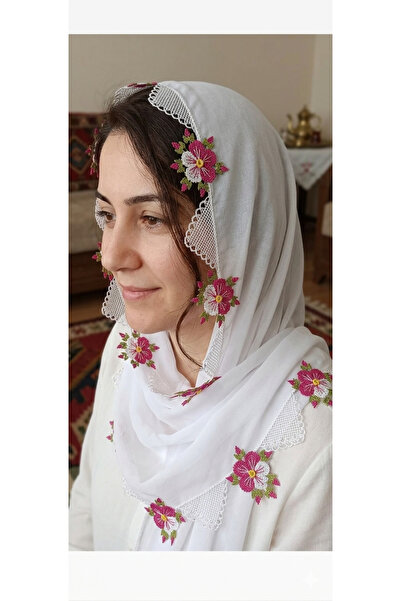 NUMİSTORE İğne oyası beyaz renk namaz örtüsü
