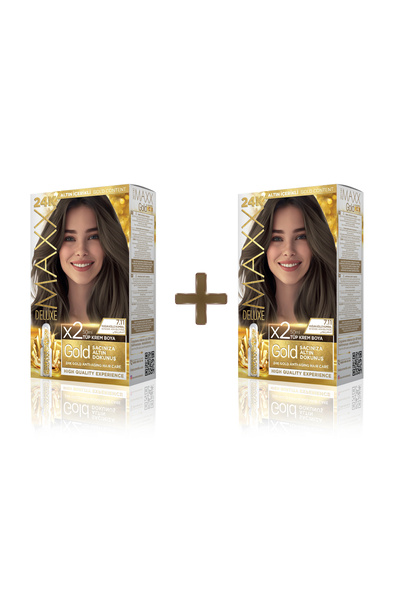 MAXX DELUXE 2'li Golden Beauty Set Saç Boyası 7.11 Yoğun Küllü Kumral
