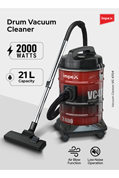 IMPEX VC4704 2000W Vacuum Cleaner 21L Metal Body Blower Low Noise High Effici...