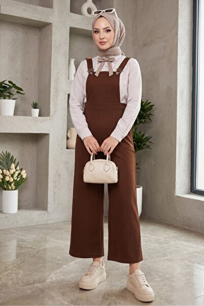 Bestenur Gülru Cepli Gabardin Tulum 1587 - Kahve