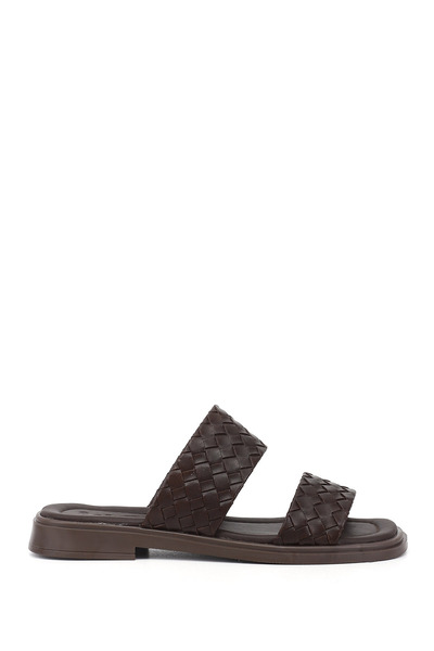 GÖNDERİ(R) Γυναικείο καφέ διπλό λουράκι casual Παντόφλες