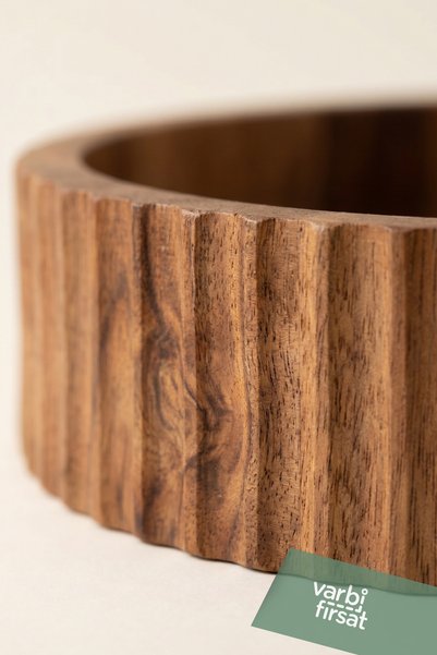 Varbifırsat 30 cm Round Acacia Wood Presentation Tray |   Natural Serving Tray