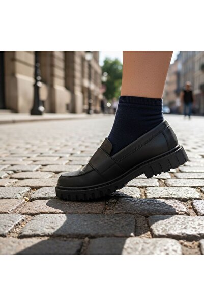 TOKALI BASKILI DERİ KADIN AYAKKABISI LOAFER