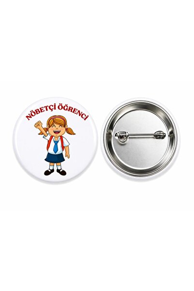 Nöbetçi Kız Öğrenci Metal Buton Rozet Broş-Çanta Rozeti-Yaka İğnesi (44mm) 1 Adet