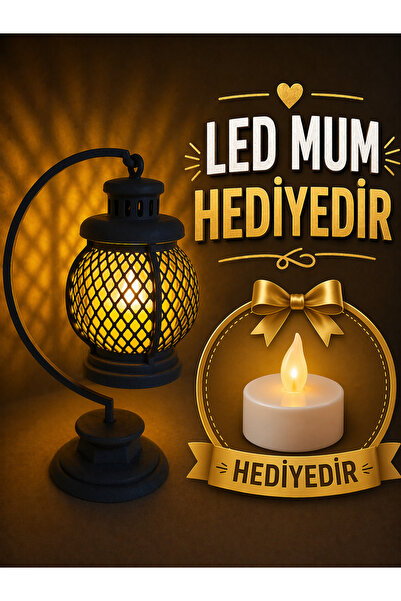 Home Mat Mavi Dekoratif Mini Fener – LED Mum Uyumlu