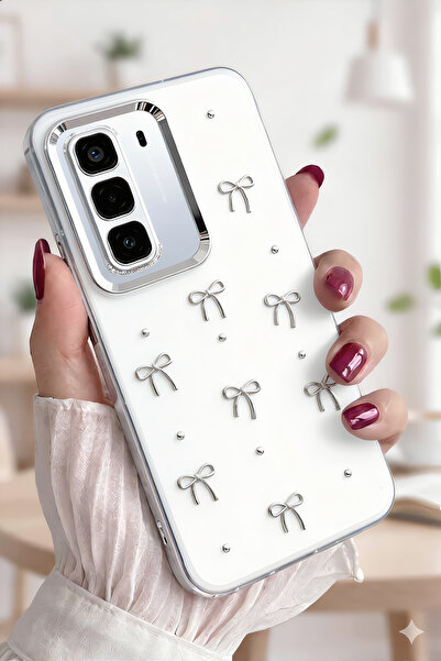 Ceponya İnfinix Hot 50 Pro Plus 4G Kılıf Airbag Tasarımlı Simli Şeffaf Kutup ...