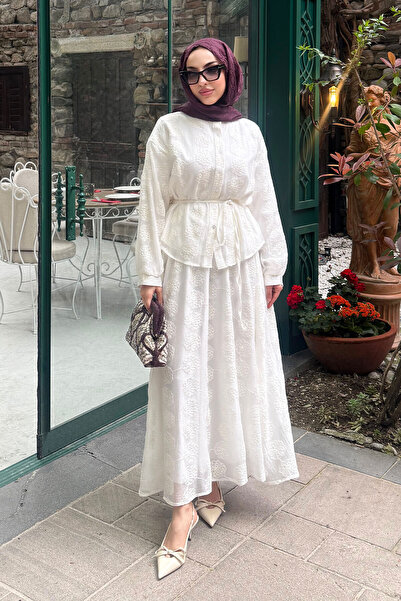 MELEK ARAZ Σετ Φούστας από Τούλι Parla Εισαγόμενο Premium – Λευκό