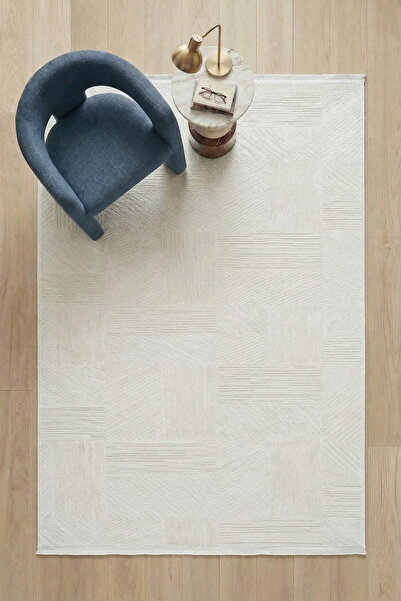 Cool Halı Νεβάδα 2507 Κρεμ Μπεζ Ριγέ Χαλί Μηχανής, Μαλακό Ανάγλυφο, για Υπνοδ...