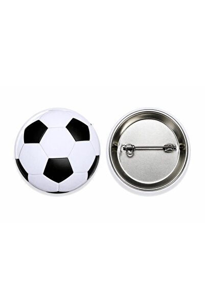 maycollection Siyah Beyaz Futbol Topu Metal Buton Rozet ( 44mm) 1 Adet