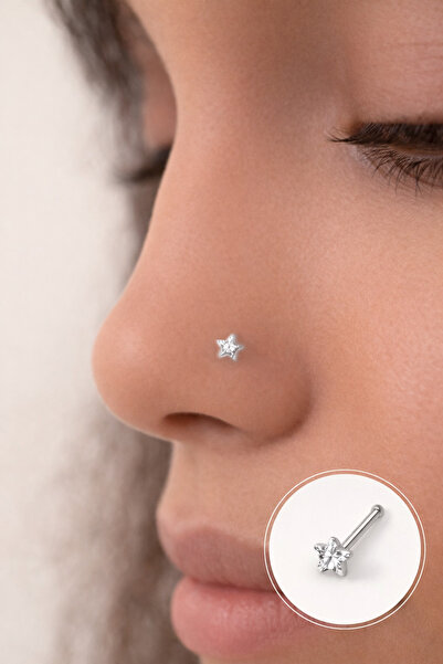 Sacce Scarves&Accessories 316 L Çelik 3 mm Yıldız Tektaş Hızma Burun Piercing...