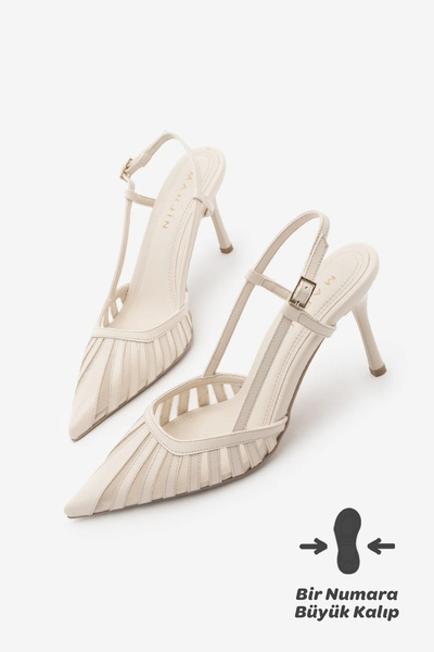 Marjin Γυναικεία παπούτσια στιλέτο με μυτερή μύτη, λουράκι στην πλάτη, λεπτομ...