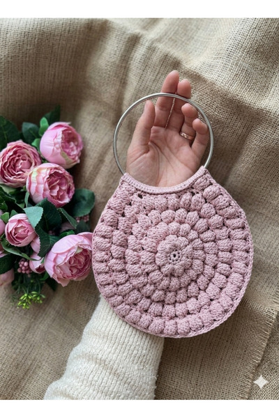 yes ticaret Handmade Popcorn Knitting Bag Stylish Design with Clutch Bag Meta...
