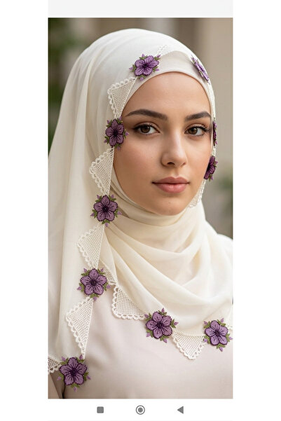 NUMİSTORE İğne oyası krem renk Tesbihli namaz örtüsü