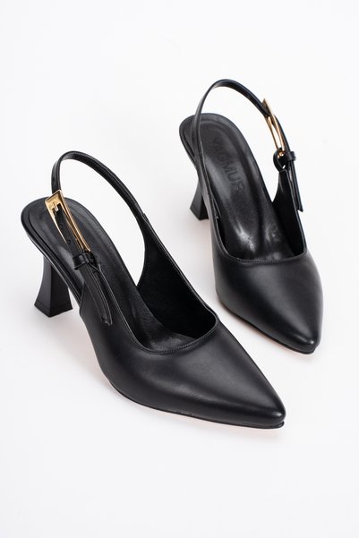 moun shoes Women's Black Stiletto Pointed Toe Heeled Shoes