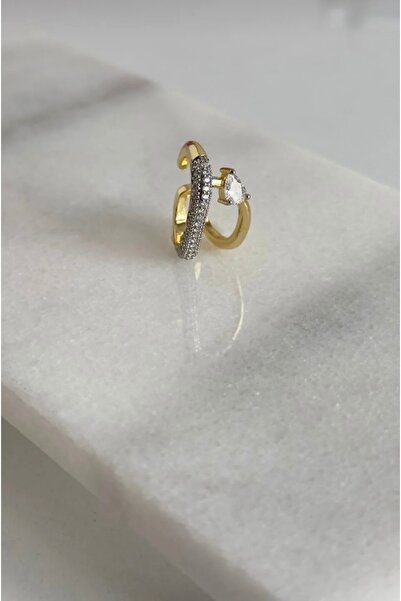 mibrillo Tek taş kıkırdak küpe earcuff