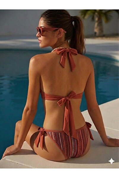 DEEP BEACH Dokulu Ve Dantelli Çok Renkli Bikini Takım
