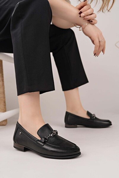 Mammamia D25YA 3320 Μαύρα γυναικεία παπούτσια από γνήσιο δέρμα