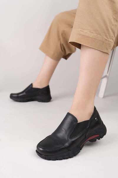 Mammamia D25KA 3480 Μαύρα γυναικεία παπούτσια από γνήσιο δέρμα