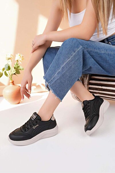 Nesil Shoes Γυναικεία αθλητικά παπούτσια Dvm 063 Black Beige Memory Foam