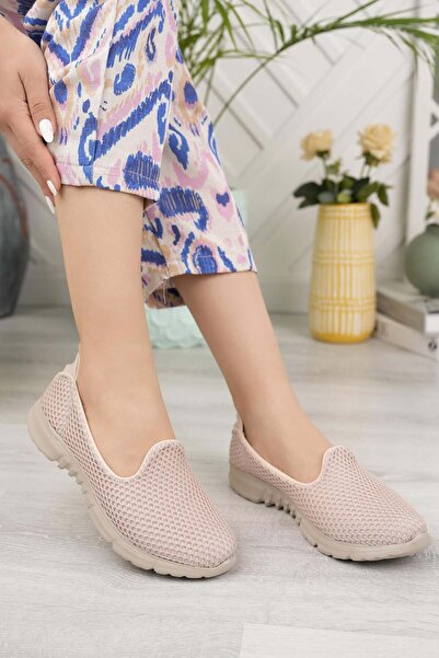 Nesil Shoes Dvm 901 Μπεζ Μπεζ Ανατομικά Ευέλικτα Γυναικεία Παπούτσια Περπάτημα