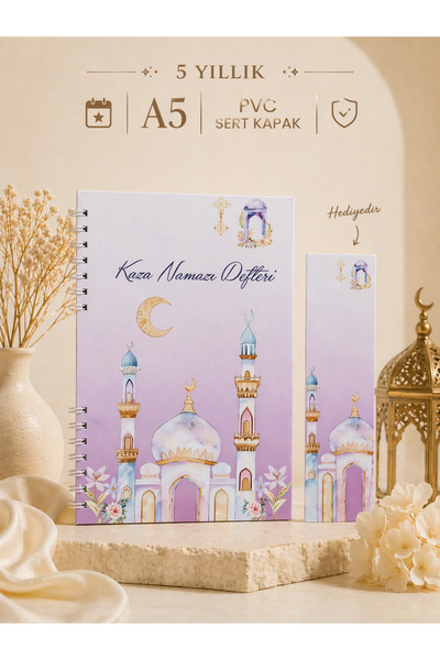 ETİKETİM KAZA NAMAZI DEFTERİ MOR CAMİLİ 5 YILLIK