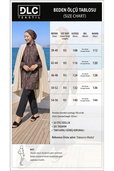 DLC Tekstil Kadın tam kapalı tesettür mayo mozaik 3 lü set
