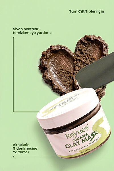 Royues Siyah Nokta Karşıtı Kolajen Kil Maskesi 125g | Gözenek Sıkılaştırıcı, Arındırıcı, Yağlı Cilt