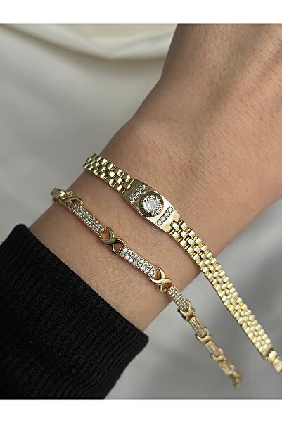 yeknova Xuping 14K Gold Rengi Kuyumcu İşçiliği Sonsuzluk Model Zirkon Taş Det...