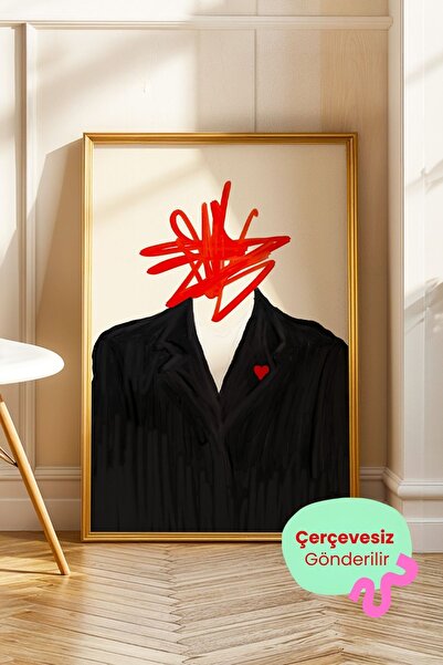 ArtDropsco Soyut Portre Tablo Modern Sanat Poster Kırmızı Figür Duvar Dekoru ...