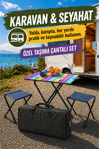 Bino Kamp Masası Seti 2 Tabureli Taşıma Çantalı Katlanır Piknik Masa Balıkçı ...