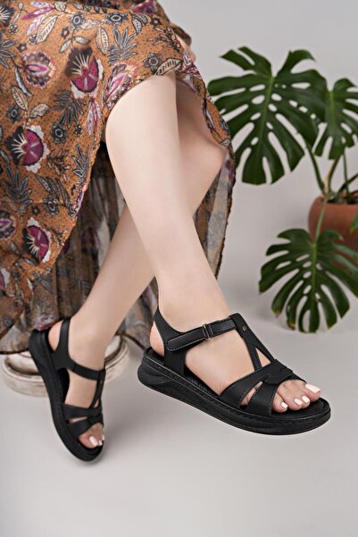 Nesil Shoes Bell 25154 Μαύρα Ανατομικά Γυναικεία Σανδάλια
