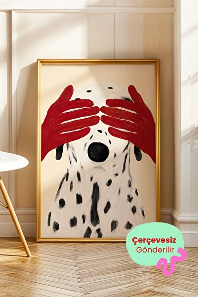 ArtDropsco Dalmaçyalı Köpek Tablosu Kırmızı Modern Duvar Tablosu Dekoratif Po...