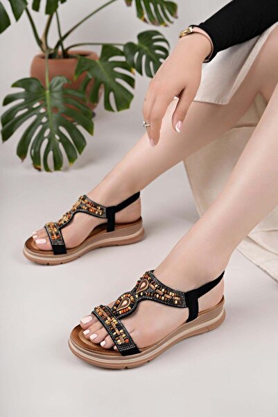 Nesil Shoes Desca 2060 Μαύρα Ανατομικά Γυναικεία Σανδάλια