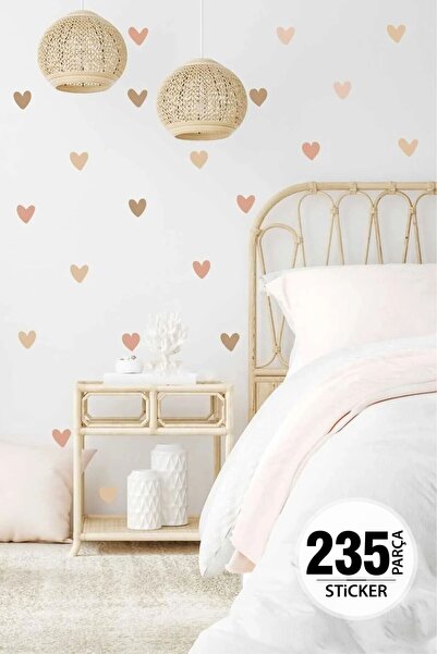 TUGİBU Boho Asimetrik Kalpler Çocuk Odası Duvar Sticker Seti, 235 Parça Kalp ...