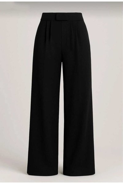 Verivay Cepsiz Line Women's Lycra Velcro Closure Black Palazzo Trousers Veri̇vay02