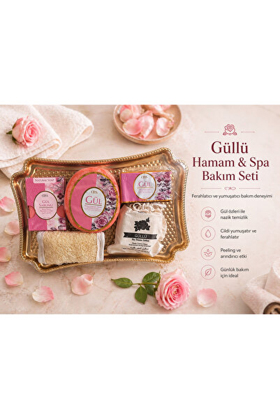 OENS COSMETİC Güllü Hamam Seti |   Natural Rose Soap & Fiber Soap |   Traditi...