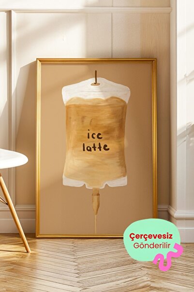 ArtDropsco Kahve Temalı Latte Tablo Minimal Mutfak Poster Duvar Dekoru Çerçev...