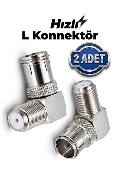Derwell 2 Adet Hızlı F Konnektör L Fiş 90 Derece Anten Başlığı Quick Fiş Için...