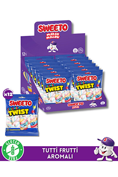 SWEETO Twist Burgu Şekilli Renkli Marshmallow Yumuşak Şeker - 12'li Avantaj P...