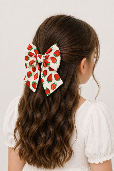 MakeWell Λευκό Χρώμα Κλιπ Φιόγκος Πόρπη με Φιγούρα Φράουλα Κεράσι Καρπούζι